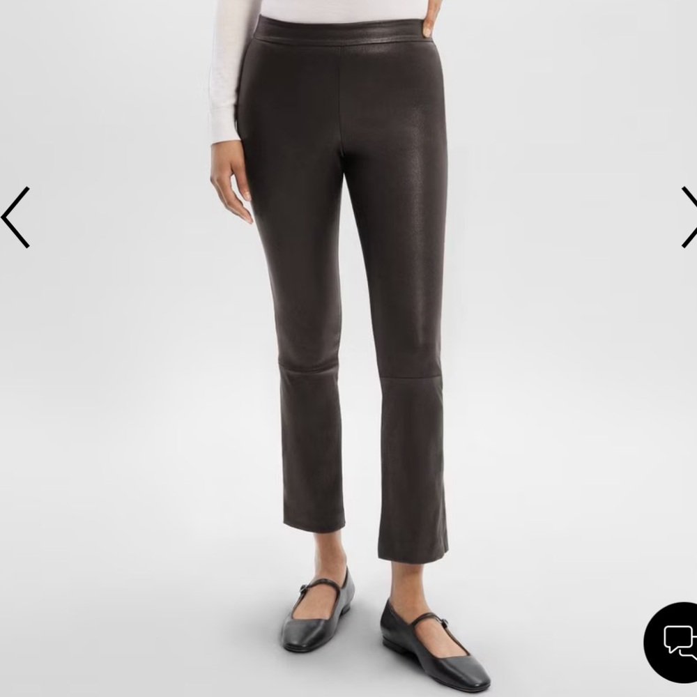 Theory Lamb Leather Slim Kick Pants